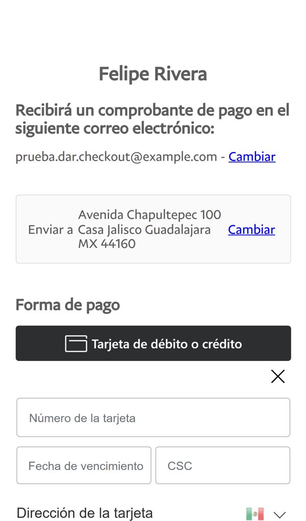 Formulario de tarjeta